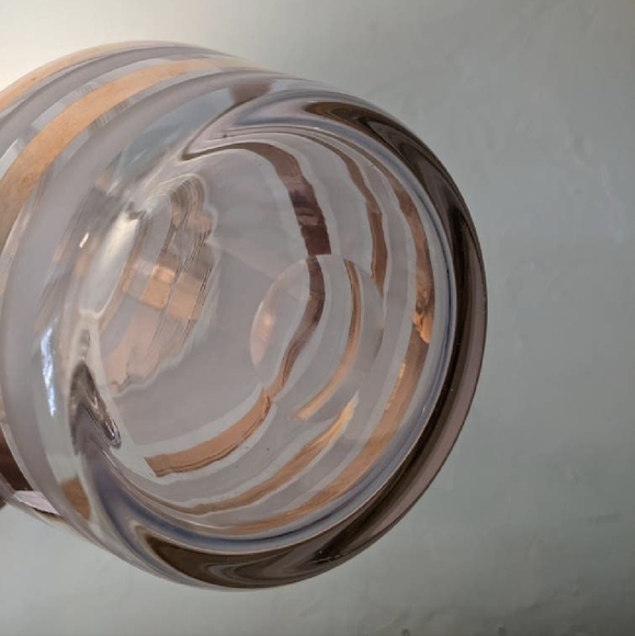 Mid Century Gold Czech Decanter Set Roly Poly Low Ball Glasses - Picture 3 of 9